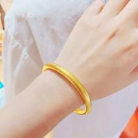 古法传承越南沙金心经手镯女士实心久不掉色简约镀金色磨砂面首饰 传承款内径54mm