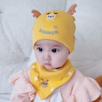 婴儿帽子春秋薄款男女宝宝可爱超萌新生儿胎帽婴幼儿初生儿棉套头 1241-仅帽子-黄色 0-15个月(38-48cm)