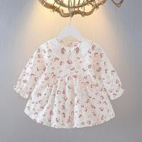 童装女童春装连衣裙2021新款洋气薄款0-4岁婴儿长袖棉布碎花裙子 粉红色(小花) 004E04 73