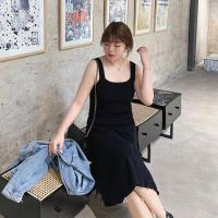 胖mm300斤大码连衣裙女夏季宽松显瘦遮肚长裙露肩V领中长款a字裙 01#吊带裙 XL码 建议100-130斤