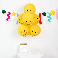 韩国ins黄色笑脸表情气球桌飘支架儿童生日派对装饰场景布置拍照 8个笑脸球+支架