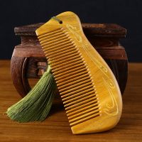 尖尾梳子儿童女孩分发线挑梳檀香木梳宝宝长发专用静电防不伤发脱 凤凰绿檀梳+流苏