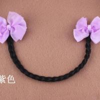 韩版蝴蝶结儿童额头辫发饰女童配饰公主饰品古装头饰宝宝假发辫子 紫色单额款