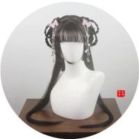 古风古装汉服COS造型假发万用公主切修脸可爱少女cos假发整顶头套 翩跹(银色一对