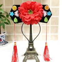 儿童成人格格帽子头饰宫廷宫女头箍古装头饰旗头清朝满族发箍表演 格格帽-大红