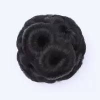 假发女发圈头饰短发头花盘发器丸子头发饰抓夹花苞九朵花发包成人 自然黑