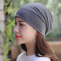 帽子女春夏透气封顶薄棉帽居家包头帽女光头帽生病防掉发月子睡帽 深灰色 弹力好M(54-60CM)/送礼品