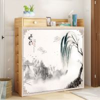 鞋柜帘子橱柜遮挡帘衣柜门帘厨房防尘帘子遮丑柜子魔术贴遮挡布 花开富贵 宽40*高80cm