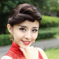 热卖尊贵仿真人发丝波纹旗袍假发刘海片假发补发量盖发际线遮白发 波浪刘海 自然黑