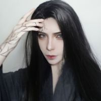 假发男女万用中分长直发逼真修脸COS假毛古风二次元 反派新式发套 黑色送:发网 夹子 假发