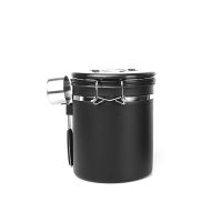 不锈钢咖啡粉密封罐咖啡豆保存罐茶叶储存罐单向排气阀带勺收纳罐 1.5升 不锈钢色(带勺)