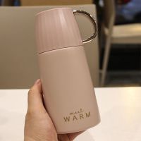 简约子弹头手提带小盖子保温杯北欧风清新学生喝水杯情侣送礼杯子 温馨粉220ml/M-6193W