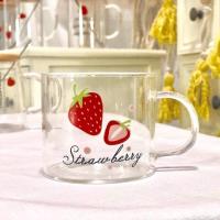 韩版可爱少女多肉ins简约清新办公杯草莓玻璃杯仙人掌杯学生水杯 咖啡杯250ML草莓随机图案
