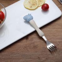 小猪佩奇宝宝卡通幼儿小麦秸秆儿童训练筷子餐具叉勺筷套装学习筷 蓝色(单个叉)