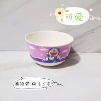 卡通儿童餐盘汽车餐盘宝宝幼儿园套装分格餐盘防摔 机器猫 碗 紫色