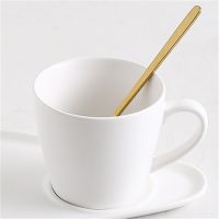 北欧陶瓷咖啡杯碟套装带勺点心下午茶杯具欧式小奢华杯子带碟子 亚光白单杯[纯色][送勺子]