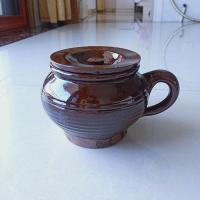 家用土陶瓷连体油盐罐烧烤调味罐厨房传统老式带把调料罐带盖和勺 单罐带盖油盐罐(550克)_