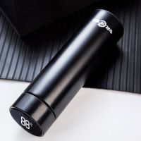 升级版智能测温保温杯男女便携真空304不锈钢水杯子学生韩版茶杯 保温杯 黑life(标准款)不可测温