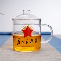 超大容量加厚耐高温玻璃杯防烫怀旧复古大茶缸家用水杯单层马克杯 红星为人民服务700毫升