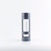 塑玻杯商务办公杯600ML创意水杯带茶隔把手过滤泡茶高硼硅杯子 400ML直杯蓝色 无杯刷