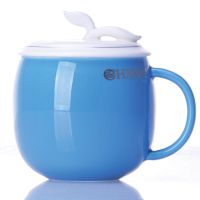 礼物养生瓷淑女杯时尚个性创意水杯一体过滤茶杯陶瓷杯情侣马克杯 天蓝A1时尚杯