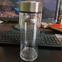 双层玻璃杯商务便携男女办公水杯带盖滤网泡茶杯隔热创意良秀提绳 钢盖杯300mL