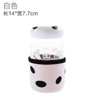 可爱玻璃水杯女便携过滤网茶杯随手杯学生花茶杯蘑菇带盖水瓶 白色