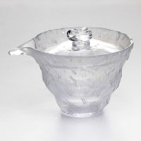 盖碗大号茶具冰裂单个水晶玻璃功夫茶具高档锤纹初雪分茶器 平光 款一