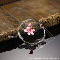 [创意珐琅彩杯盖欧式高档杯盖水晶玻璃杯盖水杯盖子不含杯子不含 粉百合大号珐琅水晶杯盖 矮杯专用