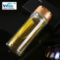 双层玻璃杯男士高档透明隔热带滤网泡茶杯真空保温加厚大容量水杯 天意300ml