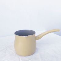 复古系色马卡龙不粘迷你热奶锅 土耳其咖啡壶 熬糖锅 不可电磁炉 奶油黄800ml