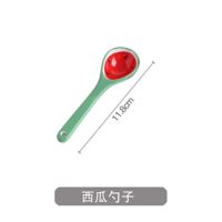 景德镇卡通创意可爱甜品水果西瓜沙拉米饭碗碗盘碟勺陶瓷餐具套装 西瓜-小勺