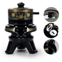 陶瓷懒人茶具套装家用石磨自动泡茶器功夫茶杯茶道创意茶壶整套 祥云如意绿泡茶器