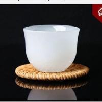 防烫耐高温茶杯白玉玉石盖杯功夫茶具养生高端单个主人杯套装玉器 直筒杯