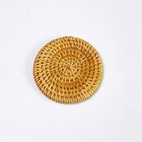 手工藤编杯垫圆形餐桌垫隔热越南藤编垫子茶壶垫茶杯垫真藤的大号 13CM圆形素面单个