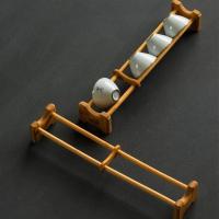 功夫茶竹制茶杯架单层挂架沥水杯架晾茶架创意摆件茶道茶具零配件 竹制单层杯架