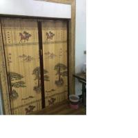 印花竹帘子竹帘门帘折叠门家用客厅隔断帘屏风帘商铺简易门推拉门 迎客松