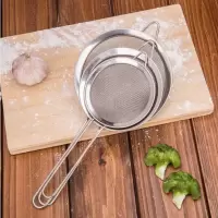 郁先森不锈钢面粉筛 长柄硅胶手持面粉筛 加厚糖粉筛网工具 过筛 [8cm]手持面粉筛子