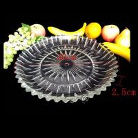 透明水晶玻璃水果盘圆形茶盘壶水杯托盘平盘子ktv专用太阳花 中号直径30厘米托盘