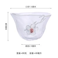 日式锤纹锡花盖碗公道杯创意品茗杯无铅水晶玻璃家用茶具 锡花品茗杯