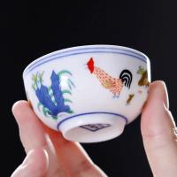 明代成化斗彩鸡缸杯茶壶公道杯 茶海 盖碗 茶洗整套自动功夫茶具 茶杯