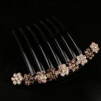 韩版发梳插梳简约气质水钻发插发簪花朵发饰头饰盘发饰碎发夹 香槟色
