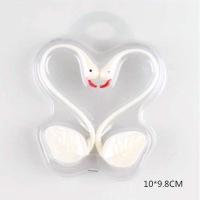 火烈鸟蛋糕装饰黑白天鹅摆件爱情鸟双天鹅烘焙花瓣天鹅甜品公仔 白色双天鹅 5件