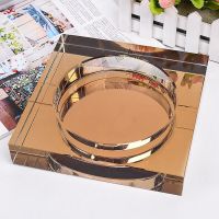 水晶烟灰缸大号客厅特大高档奢华时尚创意欧式精品玻璃方形烟灰缸 方形镀金款(送防滑垫) 13厘米