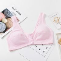 [单件/2件]中老年内衣大码无钢圈薄款棉质前扣背心式妈妈文胸罩 粉色 36/80