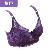 夏季超薄文胸薄海绵薄款内衣聚拢大胸显小大码女士有钢圈蕾丝胸罩 紫色 34/75B