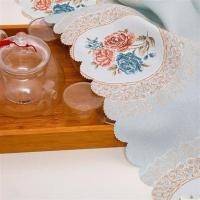 多功能盖巾茶具杯子茶盘盖布田园布艺机顶盒电话防尘罩收纳箱盖布 瑞欧雅典绿色(升级款) 小号:55*55cm