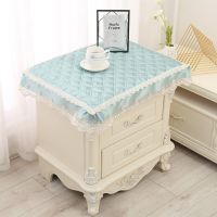 [一件装]防滑 床头柜盖布底部防滑颗粒 防尘布床头柜罩三层加厚 金线蓝色小边 40*45cm