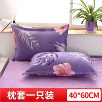 斜纹枕套枕头套加厚磨毛单人单只学生宿舍一对枕芯套48x74cm枕罩 淡然芬芳-紫 40X60CM[学生枕套1只]