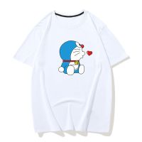 哆啦A梦很仙的情侣装夏装小众2021新款潮流夏季情侣T恤短袖叮当猫 坐哆啦白色 S